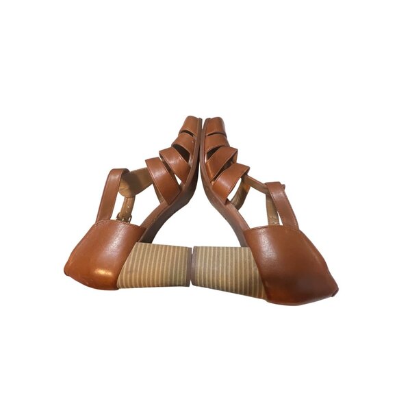 Clarks Womens Brown Leather Strappy Heeled Sandals Size 9 With Buckle Closure - Picture 9 of 10